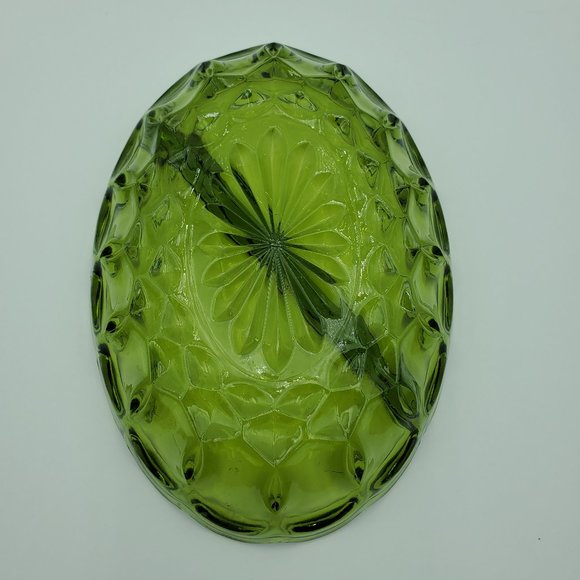 Anchor Hocking Fairfield Avocado Green Divided Relish Dish Oval Candy Nut Bowl - Picture 6 of 9